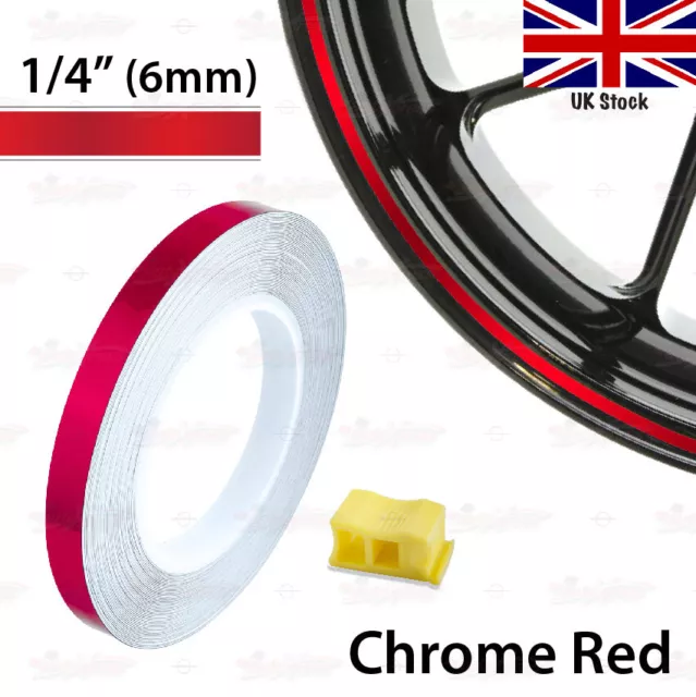 1/4" 6mm PIN STRIPE Car Wheel Rim TAPE Decal Vinyl Sticker with Tool CHROME RED