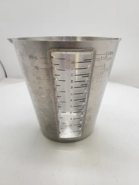 AMCO Measuring Beaker With Handle And Two Spouts 18/8 Stainless Steel 4 Cup VGC