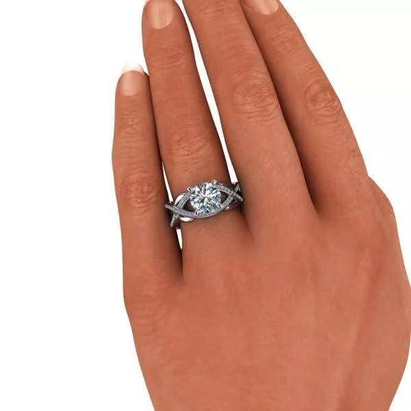 Diamond Wedding Ring 14K White Gold 1.70 Ct IGI  GIA Round Lab Created All Size