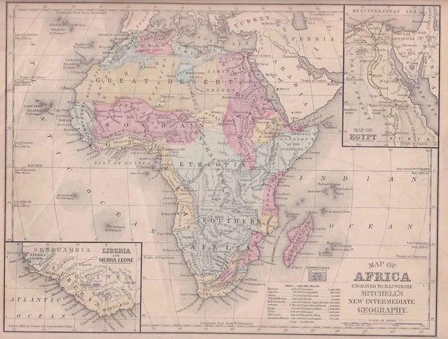 SAMUEL AUGUSTUS MITCHELL / Map of Africa engraved to illustrate Mitchell's New