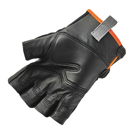 PROFLEX BY ERGODYNE 860 Half Finger Mechanics Gloves, L, Black, Padded,