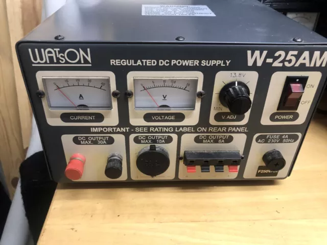 Watson W 25AM Power Supply Psu For Ham Radio Transmitter Hf VHF Uhf Cb