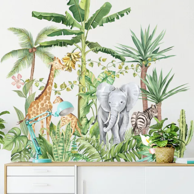 Safari Animals Wall Decal Watercolour Jungle Stickers Vinyl for Children Room