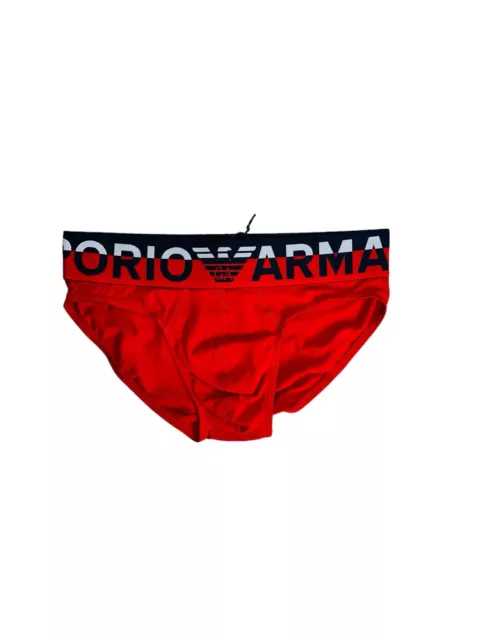 Emporio Armani Men's Logo Brief Underwear Black & Red Size Small NWT