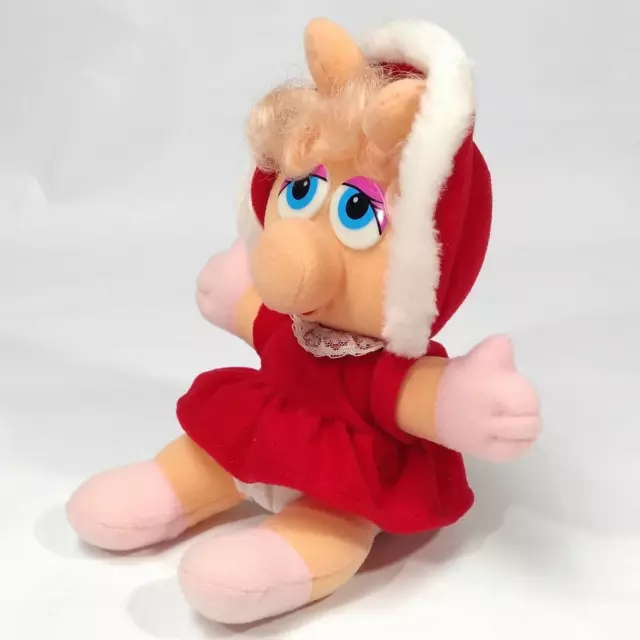 Muppet Baby Miss Piggy Christmas Plush Stuffed Animal Jim Henson 8" Vintage 1987