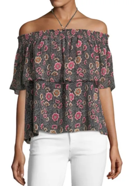 Rebecca Minkoff Ghiradelle Off-The-Shoulder Floral Print Top Size Small