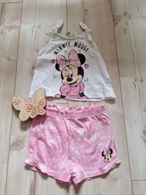 2er Set Baby Top + Caprihose Mädchen Gr. 86 Disney Minnie Mouse Neu Ohne Etikett