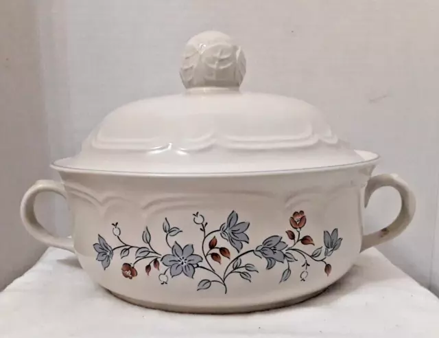 Cordella Collection Stoneware Bluet Hand Decorated Covered Casserole Dish