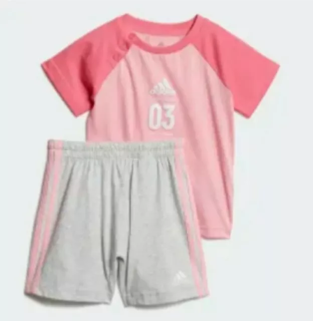 Pantaloncini estivi per ragazze rosa età 9-12 mesi Adidas nuovi con etichette