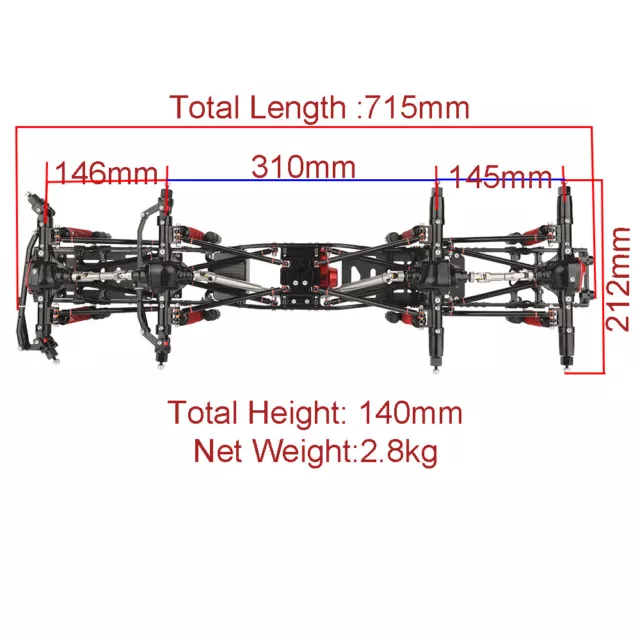 Metal Alloy Upgraded 8x8 RC Car Chassis Frame DIY for 1/10 RC Crawler Car Parts 2