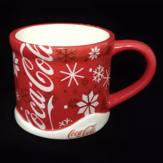 Coca Cola Christmas Holiday Red and White Snowflake Mug 5.5" * 4"