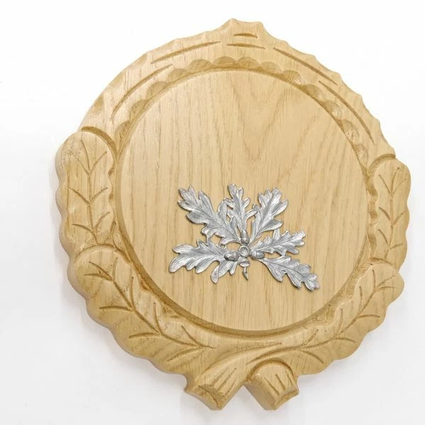 Placa de Jabalí Tallado Roble Claro Af 14 CM Con 1 Pieza 6-blättrigen Hoja 3