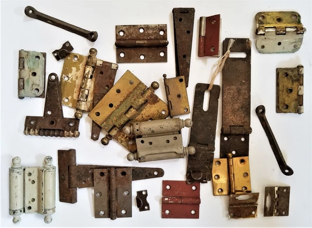 LOT antique HINGE LOT hardware rustic primitive door assemblage steampunk