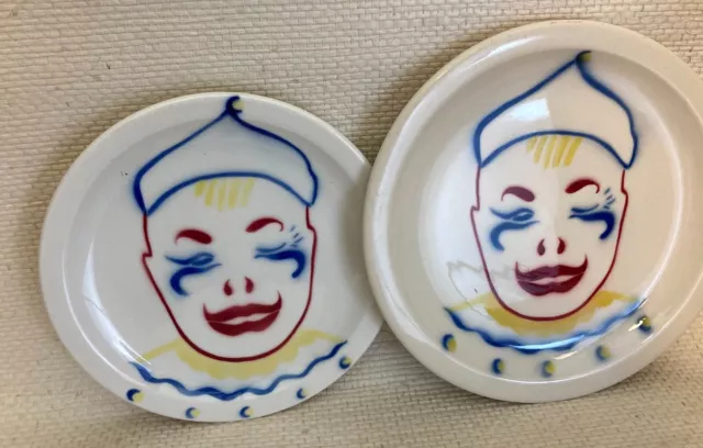 1951 Union Pacific Railroad Childs set of 2 CLOWN PLATES / SYRACUSE CHINA