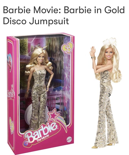 Barbie The Movie Collectible Doll, Margot Robbie in Gold Disco Jumpsuit