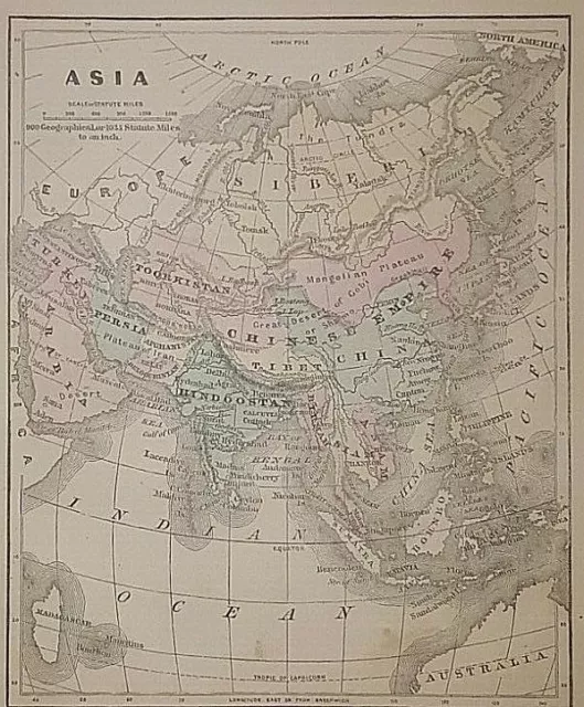 1857 Atlas Map ~ ASIA - SIBERIA - CHINESE EMPIRE - HINDOOSTAN - ARABIA - PERSIA