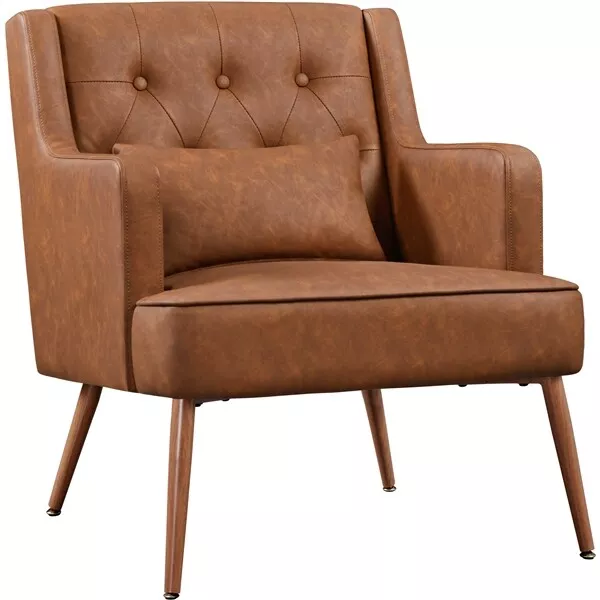 Tub Chair Accent Chair Living Room Chair with Lumbar Pillow Mid-century Armchair