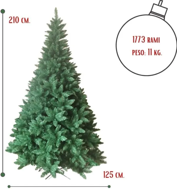 Albero Di Natale 210 Cm Realistico 1773 Rami Super Folto Pino Verde Naturale 2