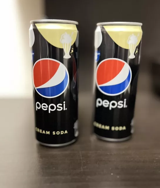 2x FULL CANS PEPSI Cream Soda Low Sugar 2024 Limited Ed. 320 ml EGYPT Rare HTF