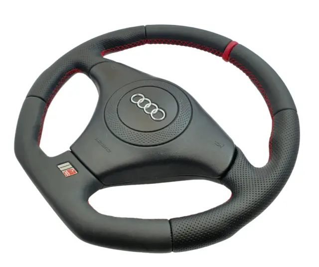 Audi A4 S4 B5 80 A6 S6 4B A8 S8 D2 S-Line Leather Steering Wheel Flat Bottom