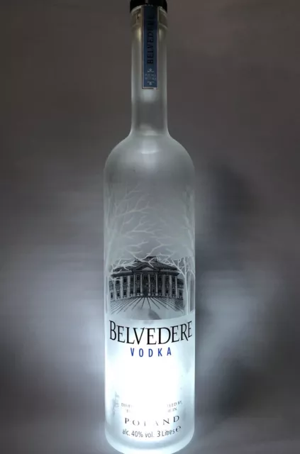 Belvedere Vodka 3L Flasche leer, Deko, Nachtlicht, Spardose, Shisha