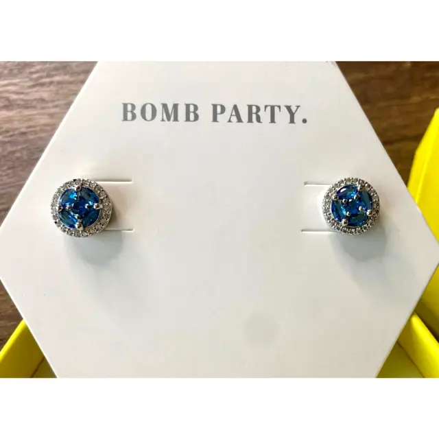 Bomb Party Matching Necklace Earring & Ring Set LC Sapphire Rose Gold  Plating