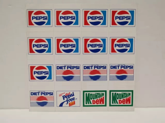 Vintage  Pepsi , Mountain Dew soda vending machine stickers , absolete