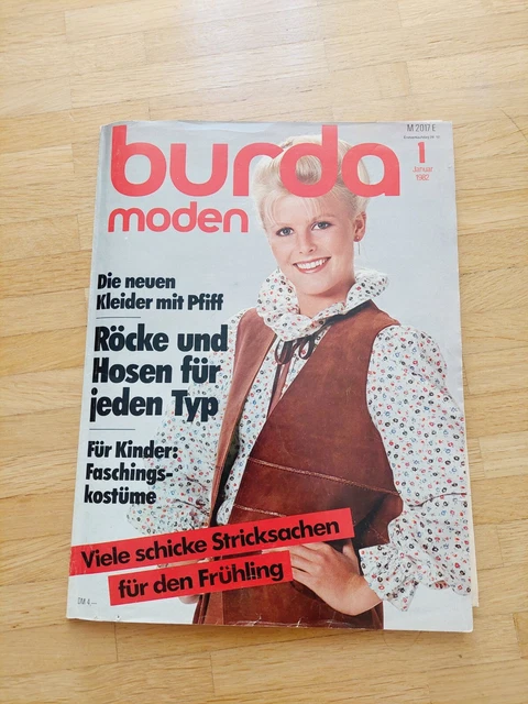 burda moden 1/82 Januar 1982 Schnittmuster Nähen Zeitschrift Heft Vintage
