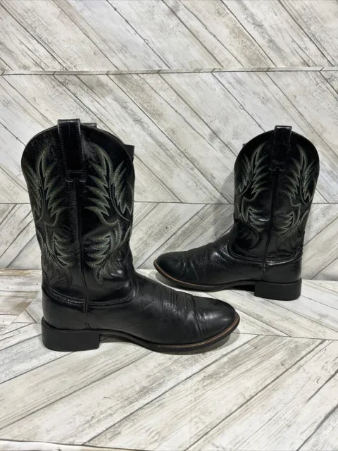 ARIAT HERITAGE STOCKMAN Men Black Leather Western Cowboy Boots 10009594 ...