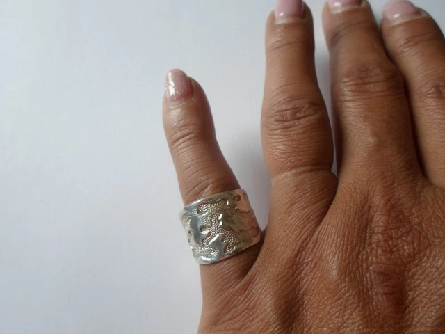 Bague En Argent Massif - Style Bandeaux (large) - Taille 53/54 - Occasion