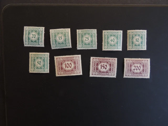 Briefmarken „9x Österreich postfr. teilw. Falz wie abgebildet (44)“