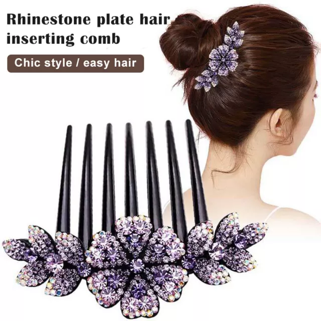 Women Wedding Crystal Flower Hair Clips Pins Bridesmaid Side Comb Bridal Jewelry