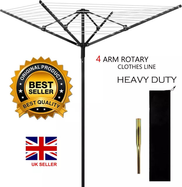 Rotary Washing Line Clothes Airer Dryer Laundry  4 Arm Folding  Heavy Duty 45m