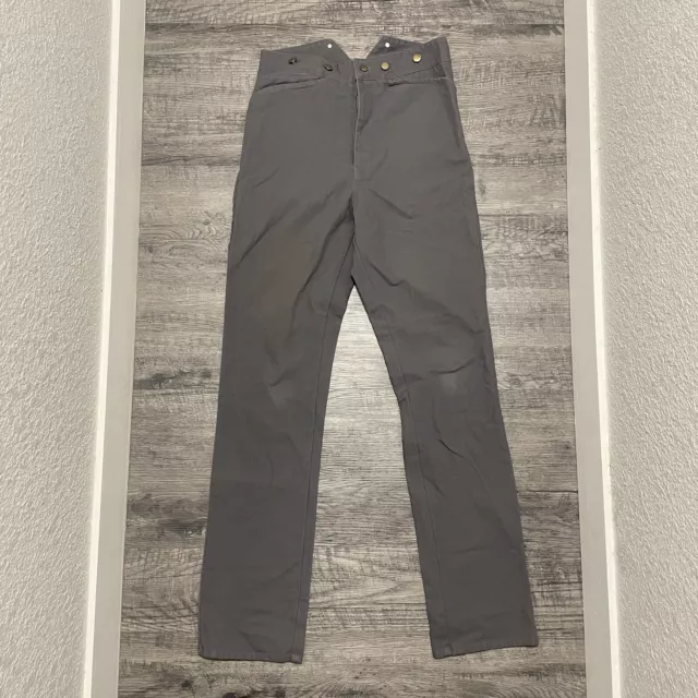 Old West Western Pants Frontier Classics Cotton V Notch Back 32x35 Gray Vintage