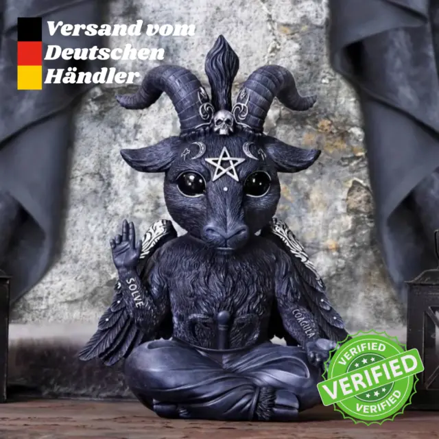 Skulptur "Ziege" - Mit Pentagramm - "Teufel" Baphomet, Fantasy Figur, Schwarz