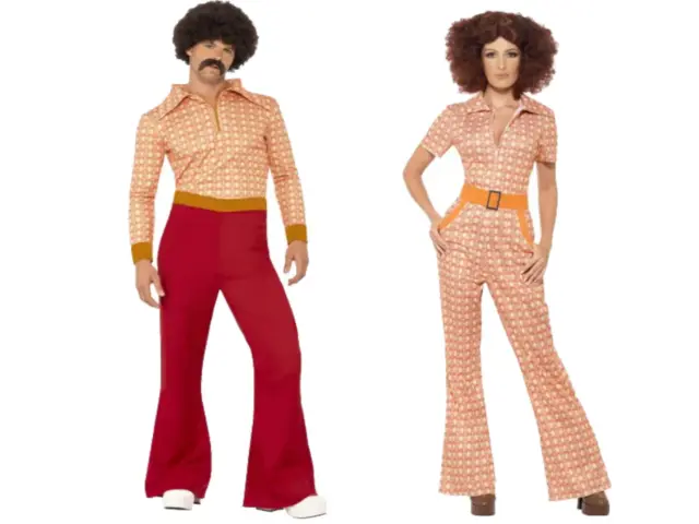 Adultos 70s Discoteca Retro Disfraz Sonny & Cher Groovy Disfraz