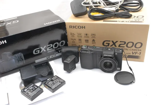 Ricoh GX200 Digital Camera with VF-1 Viewfinder. Nr Mint, Boxed With Leads, Etc