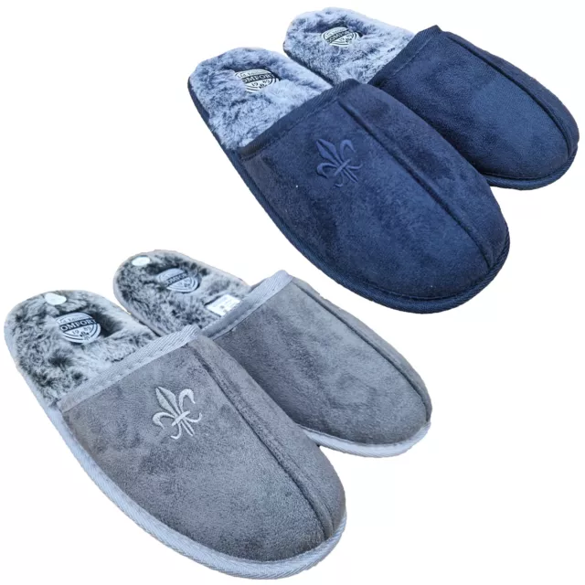 Pantofole da uomo mule foderate in pelliccia sintetica piatte slip on calde Natale edizione limitata