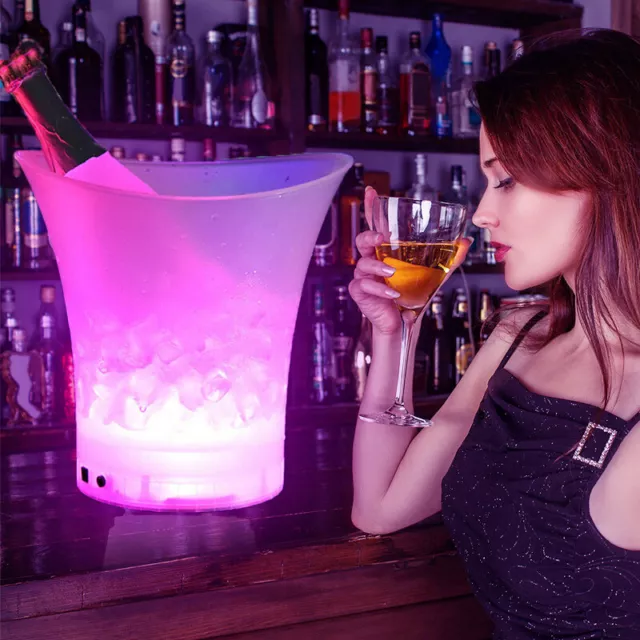 5L LED ICE BUCKET Dining & Bar 7 Color Changing Champagne Wine Beer Drink Cooler 2