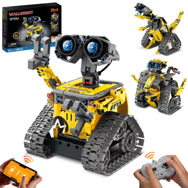 Sillbird STEM Building Toys, Remote & APP Controlled Creator 3in1 Wall Robot/...