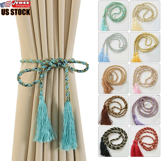 1-8Pcs Braided Satin Rope Curtain Tie Backs Holdbacks Holder Curtain Voile US