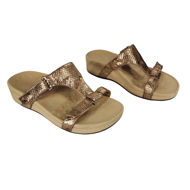 VIONIC WOMENS PLATFORM Sandal sz 8 Ellie Rose Gold Snake Metallic Slip On Slides 30.10 PicClick UK