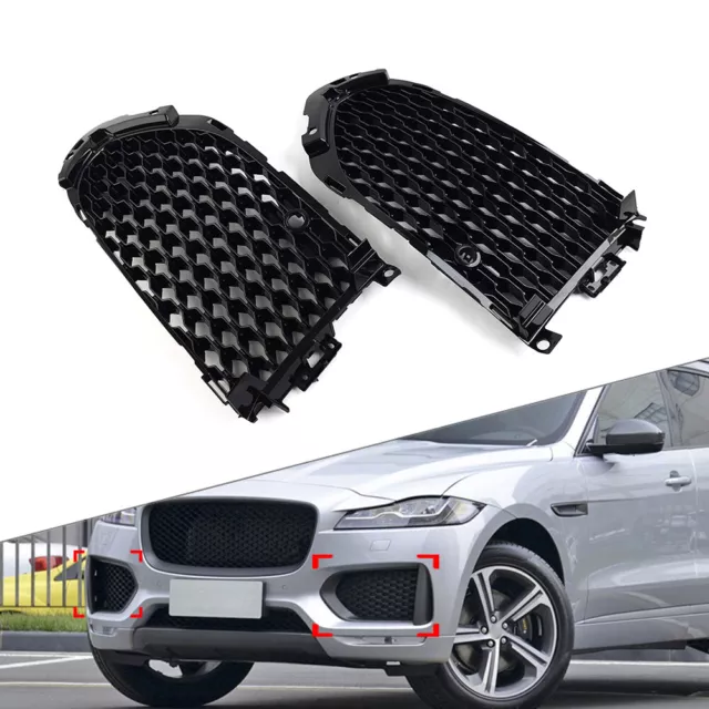 Opened Mesh Front Bumper Fog Light Lamp Grill W/PDC For Jaguar F-Pace 2016-2020