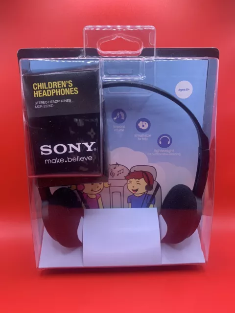 2008 SONY MDR-222KD Childrens Headphones NEW in PACKAGE wired Stereo BLACK 3.5MM