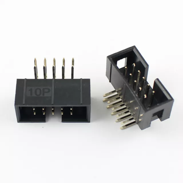 200Pcs 2.54mm 2x5 Pin 10 Pin Right Angle Male Shrouded IDC Box Header Connector