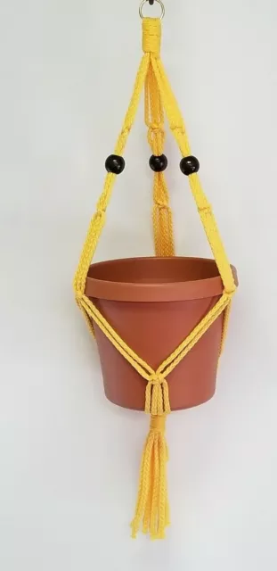 MACRAME PLANT HANGER 20 inch FRIENDSHIP With Beads - CHOOSE CORD COLOR