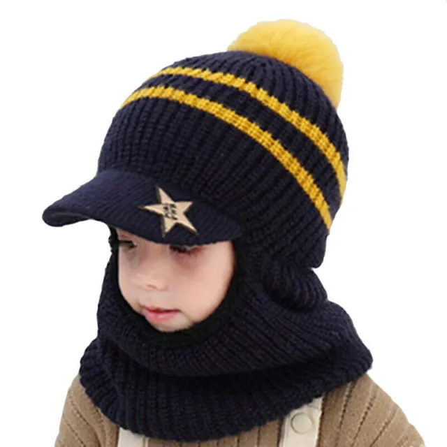 Baby Children Cute Winter Warmer Pom Pom Hat Knitwear Beanie Snood Scarf Caps
