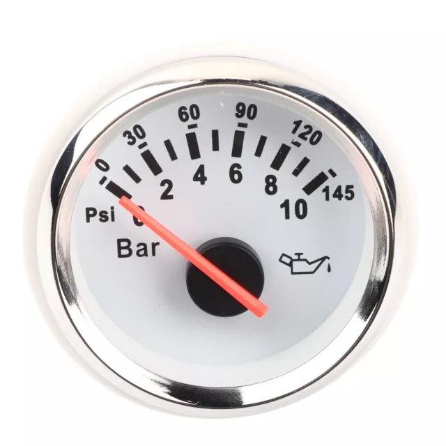 White Dial 2in 0‑10Bar Oil Pressure Meter 145psi LED Backlight Dial Instrument