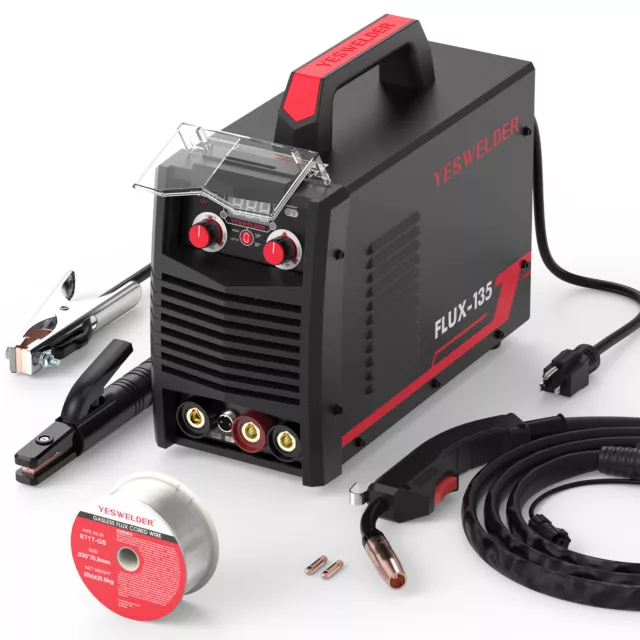FLUX 135A 110V AC Core MIG Gasless IGBT Inverter Automatic Feed Welding Machine