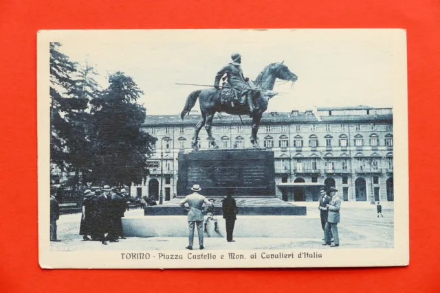 Cartolina Torino - Piazza Castello e Monumento ai Cavalieri d'Italia - 1925 ca.